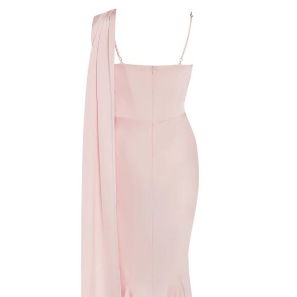 Celine Corset Drape Satin Gown - Pink - Picture 4 of 10